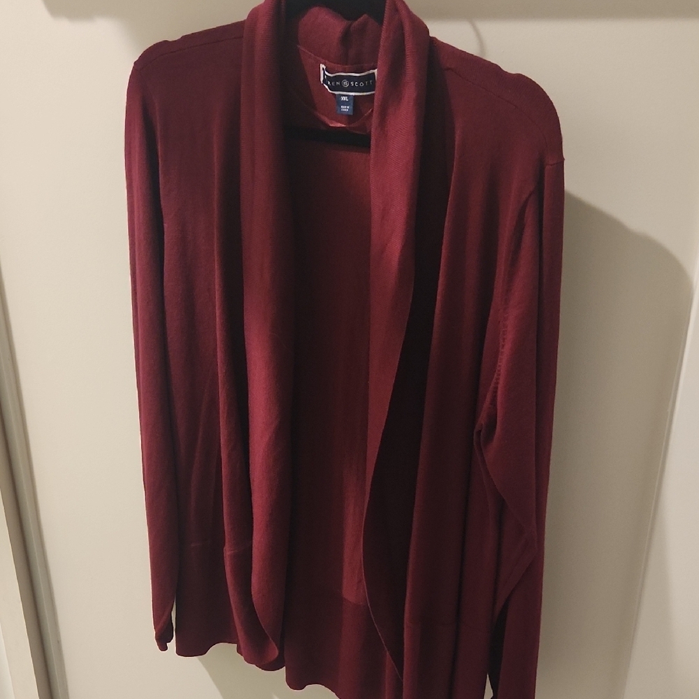 Karen Scott Red Blazer Elegant Open Front Design